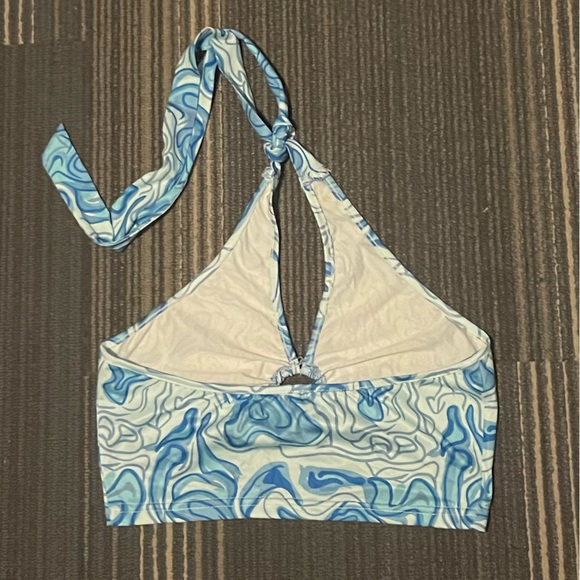 70s Blue & White Halter Top - Picture 3 of 3